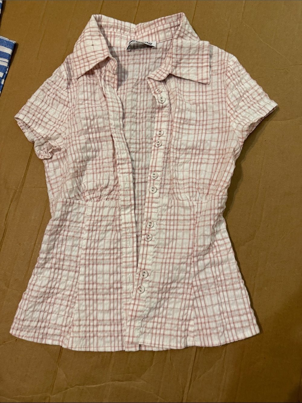 Princess Polly Pink Plaid Short Sleeve Button-Down Top